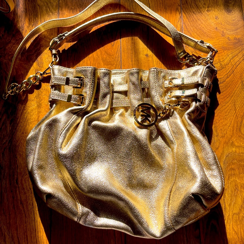 Gold Michael kors pouf handbag